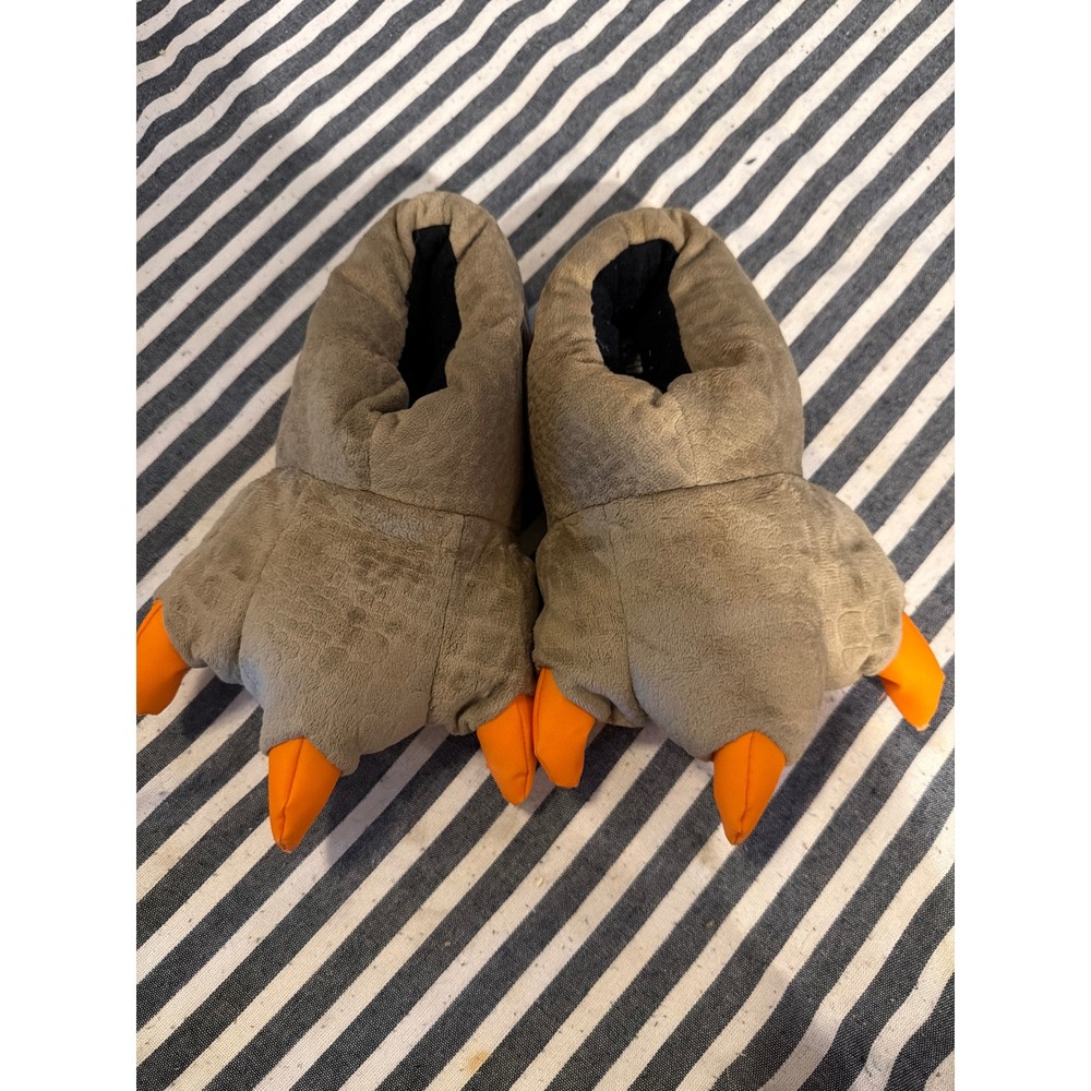 Jurassic World Dinosaur Claw Slippers Kids Medium 11/12 Brown Orange T-Rex Logo